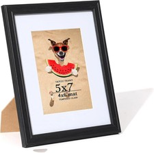 5x7 Picture Frame Wooden Made of with Real Glass, Display Pictures 4x6 with Mat