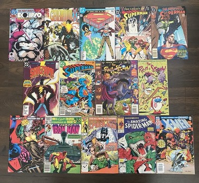 14 Lot Marvel & DC Comics Iron Man Superman Generation X Shazam X-Men Ren Stimpy