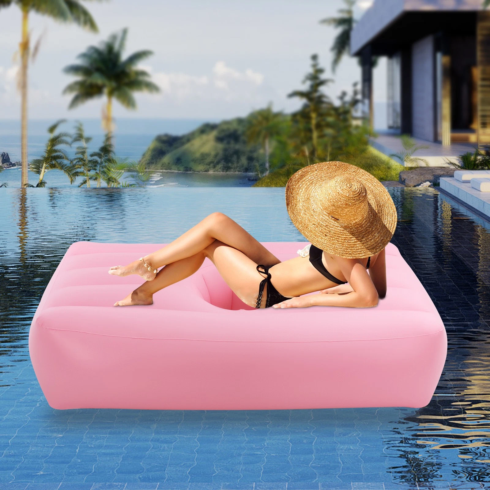Foldable Inflatable Air Mattress Portable Built-in Electric Pump For Travel Home