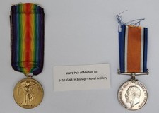 WW1 War Medal & Victory Medal : Awarded to 2410 G.N.R.H Bishop R.A.