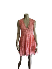 NBD Revolve Coral Peach Sleeveless M Lace Short Lined Spring Summer Dress