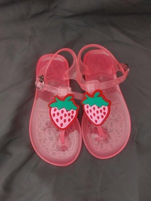 Toddler Girl Pink & Red Clear Strawberry Jelly  Shoes Size 9