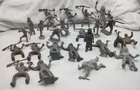 Vintage 60mm Indian Marx Playset Figures Gray Color Nice Group