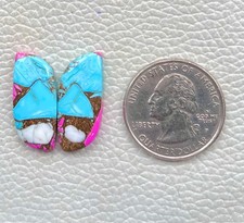 Cotton Candy Pair Kingman Turquoise Fancy Cabochon Gemstone 20 Ct F0 298
