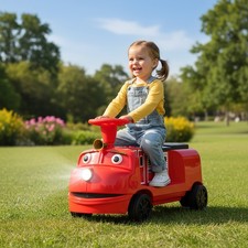 2-Seater Ride On Train Trackless 12V Kids Toy Car with Storage, Headlight, Horn