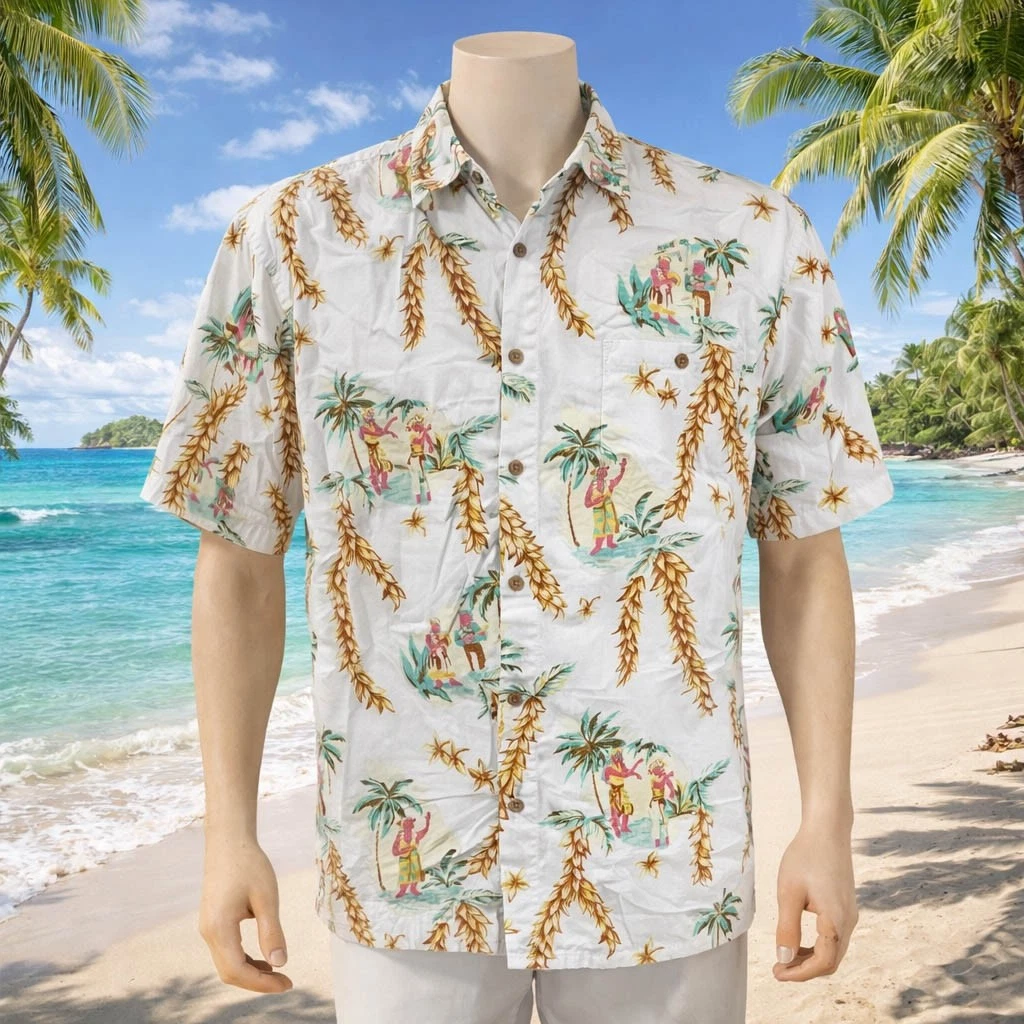 Campia Moda Hawaiian Aloha Shirt XL Island Beach Festivities Floral People