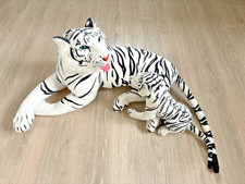 Schneetiger, Brubaker 100 cm Tiger Kuscheltier mit Junges, Baby, Wei&szlig;er Tiger