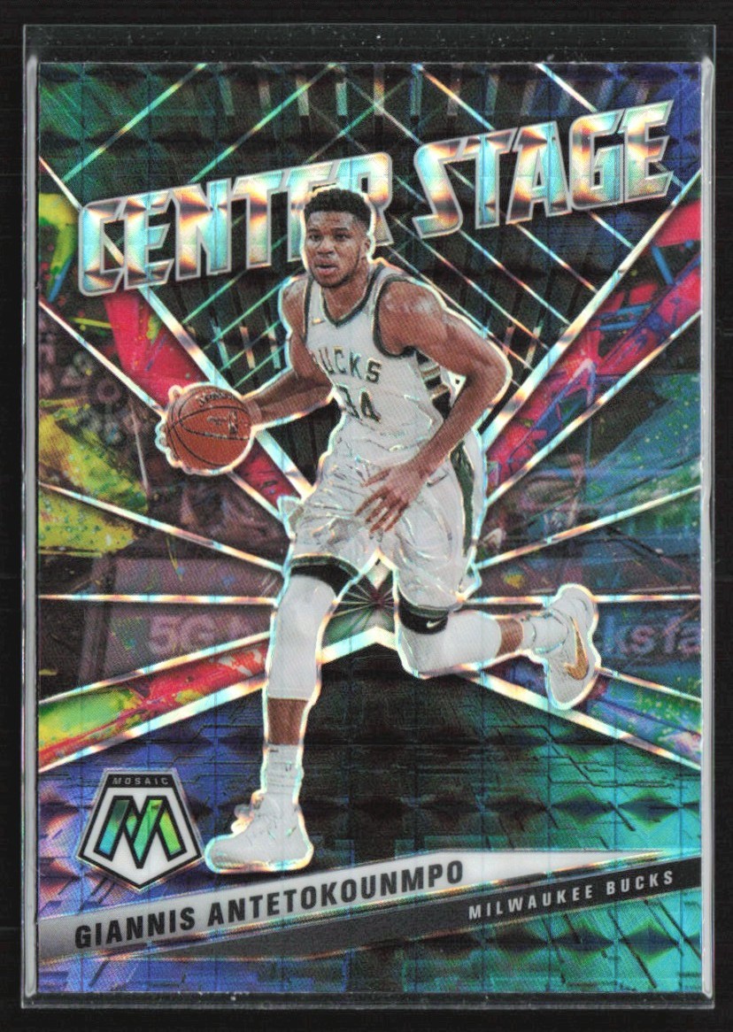 Giannis Antetokounmpo 2020-21 Panini Mosaic Center Stage #10 Milwaukee Bucks