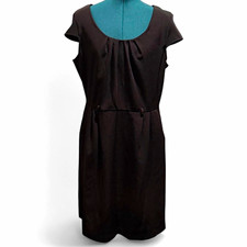Olivia Matthews Women’s Black Sheath Scoop Neck Cap Sleeve Dress 16 Pockets