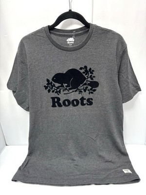 Roots Canada T-Shirt Men's Small Grey Heather Classic Beaver Logo New No Tags