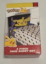Pok mon 3 Piece Twin Sheet Set Microfiber Pikachu Double Sided Cotton Pikachu