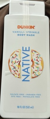 NEW NATIVE DUNKIN  VANILLA SPRINKLES BODY WASH-18 FL OZ