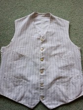 Original Antique White Pinstripe Edwardian Waistcoat Gentleman's 1900s Victorian