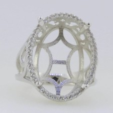 Semi Mount Ring Setting Oval 16x14mm Ring 925 Sterling Silver Ring