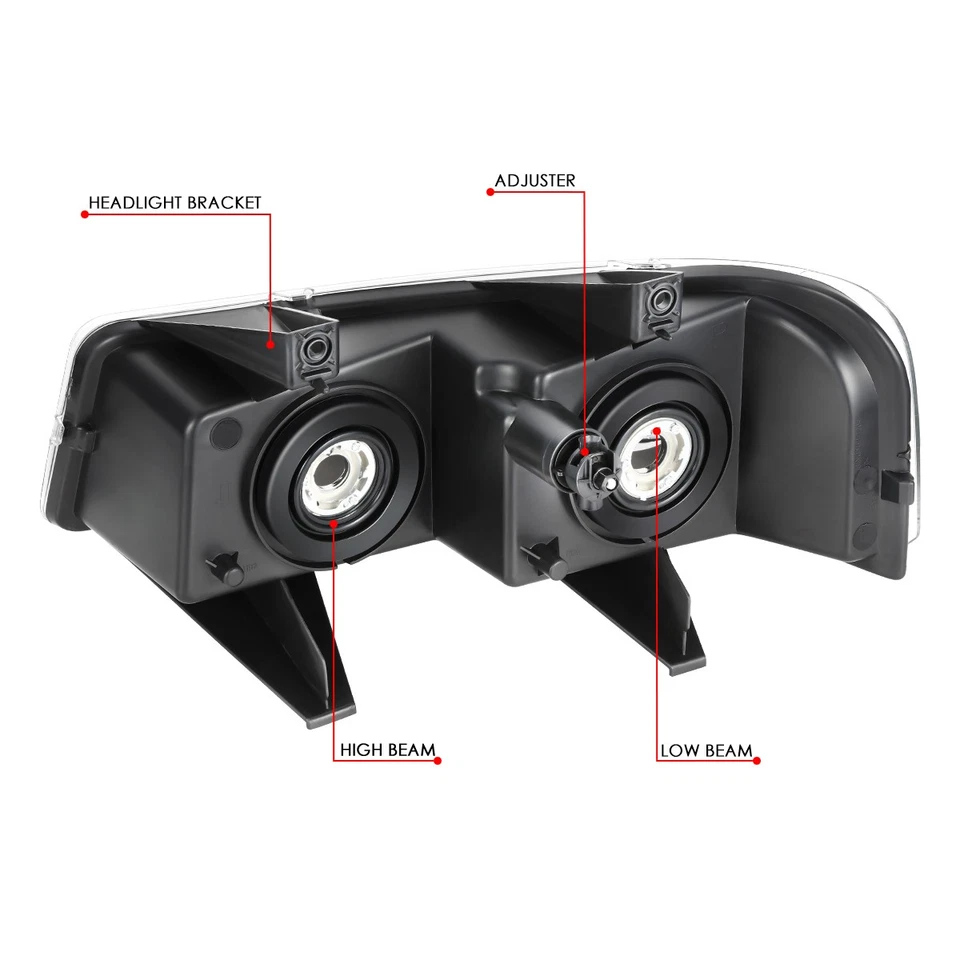 For 2003-2022 Express Savana 1500 2500 3500 Black Clear Headlights HeadLamps — 第 4/4 张图片