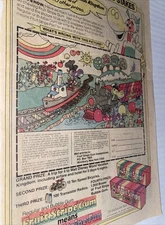 1970s Vintage Fruit Stripe Bubble Gum Horse Railroad Train Art Color Print AD