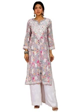 Gosriki Women'S Rayon Blend Chikankari Embroidered Straight Kurta (Kisrup-Mul...