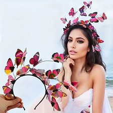 Pink Butterfly Decorative Head Band Non Slip Hair Hoop Stylish Hair Accessories
