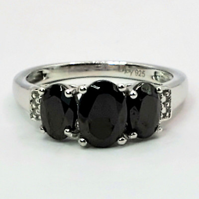 Handwerklich handgefertigter Elite Schungit Solitär Ring Größe 8 Sterlingsilber (5,25 cwt.)