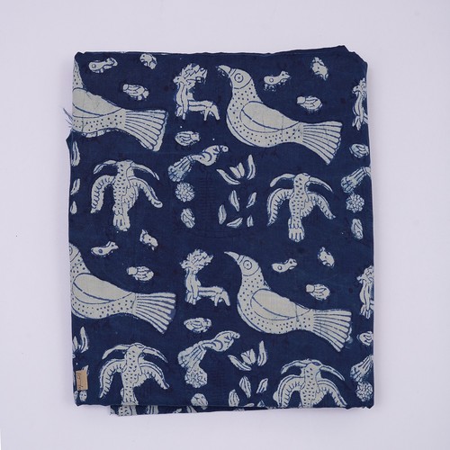 Indian Handmade 5 Yard Animal Block Print Sewing Craft Fabric Natural Color Fab - Picture 6 of 7