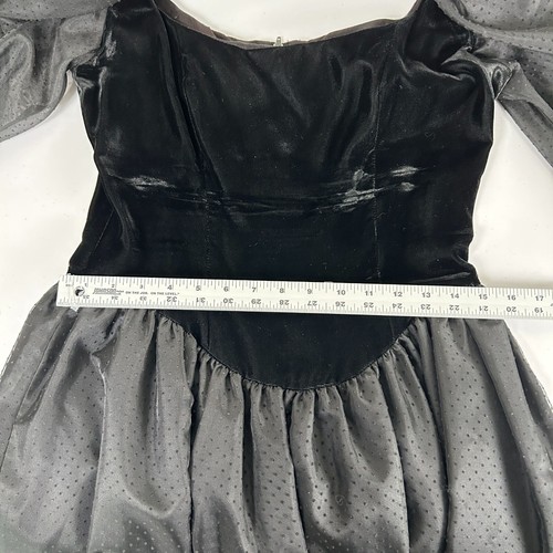 Vintage Gunne Sax Jessica McClintock Dress Size 11 Black Velvet Lace Gothic Gown - Picture 12 of 12