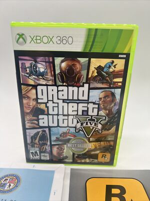 Grand Theft Auto 5 V (Xbox 360, 2013) w/ Map - DISKS LN VGC
