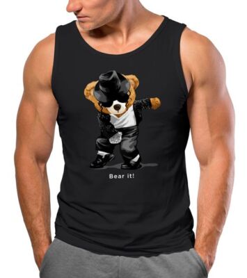 Herren Tank-Top Shirt Jackson Bear Parodie Bear it! Teddy Bär Musik Print