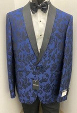 42R Men's Black Single-Breasted 1 Button Notch