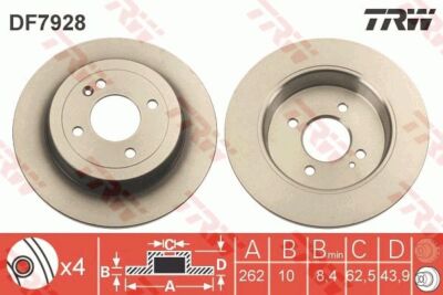 2x Bremsscheibe hinten TRW DF7928 für HYUNDAI KIA