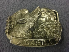 Alaska Belt Buckle 1985 The Great American Buckle Company Howling Wolf