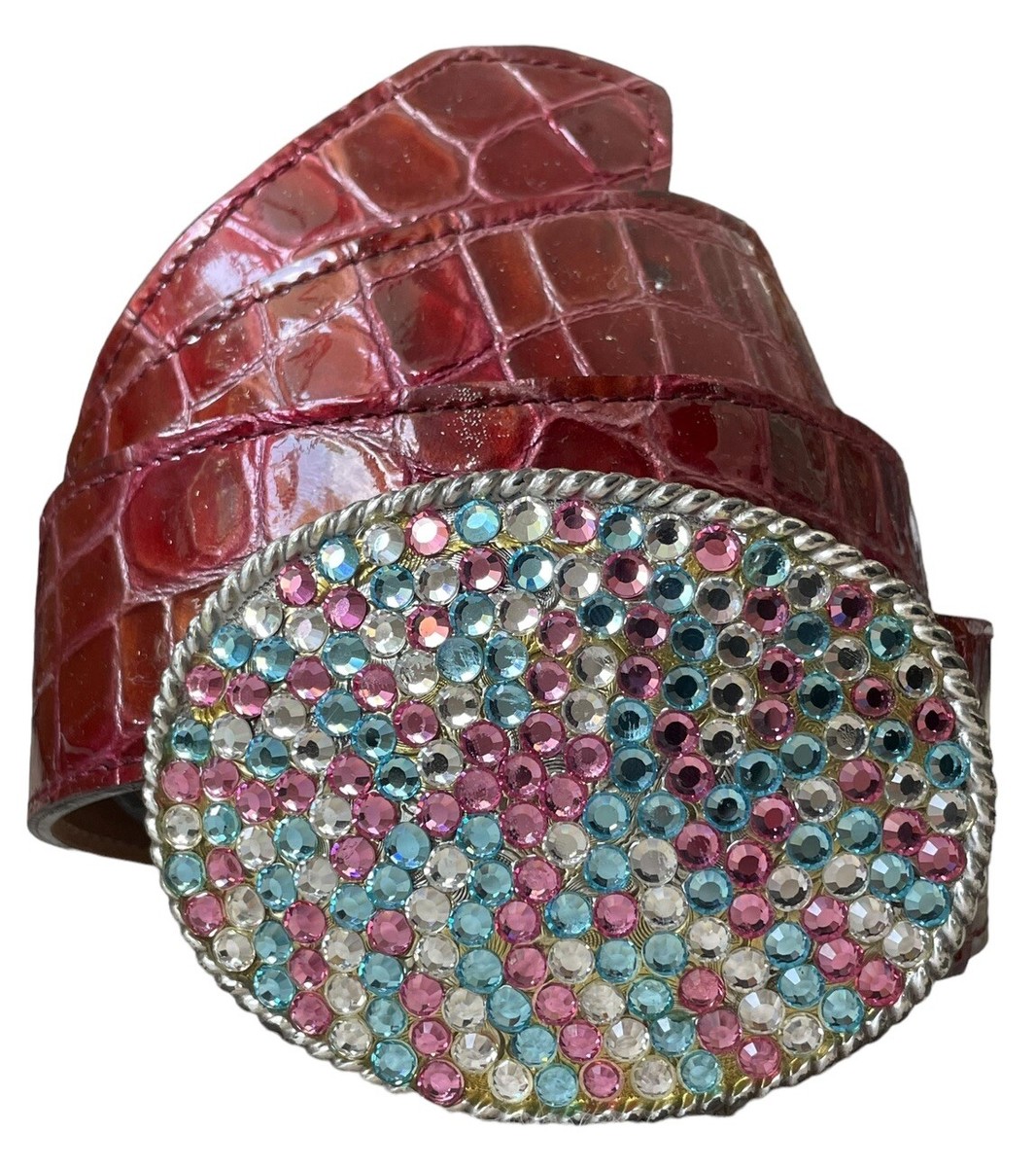 BB Belts by Simon Patriotic Red Leather Croc Embossed  display picture 2