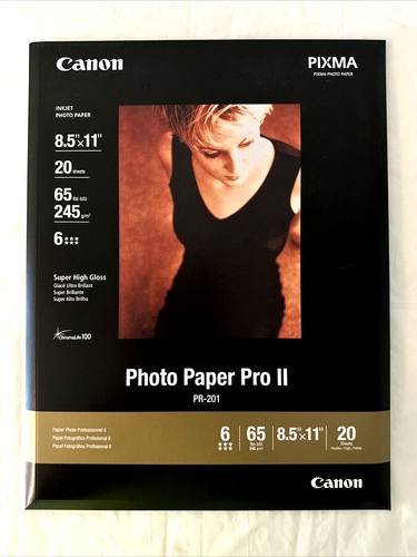 Canon Photo Paper Pro II Super High Gloss 8.5 x 11 Inches 20 Sheets Inkjet NEW