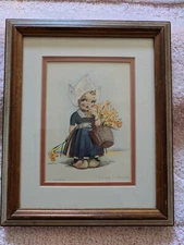 Little Dutch Girl Vintage Print By Jan Lavies  Framed and Matted.