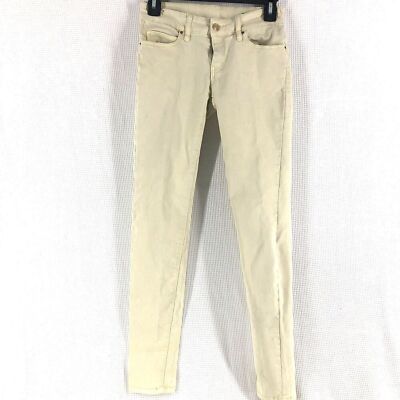 MNG by Mango Paty jeans womens sz 2 pastel yellow denim super slim