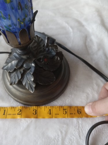 Vintage Blue Glass/Mattel Table Lamp, Works - Picture 6 of 12