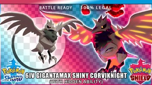 Details About 6iv Shiny Gigantamax Corviknight W Hidden Ability Pokemon Sword And Shield