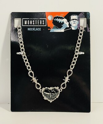 Universal Monsters The Bride Of Frankenstein Couple Heart Chain Choker Necklace