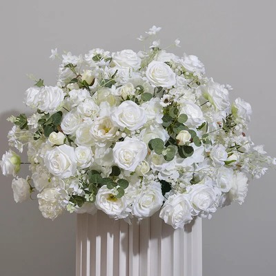 LOT Hydrangea Rose Aritificial Flower Ball Road Leading White Silk Flower Table