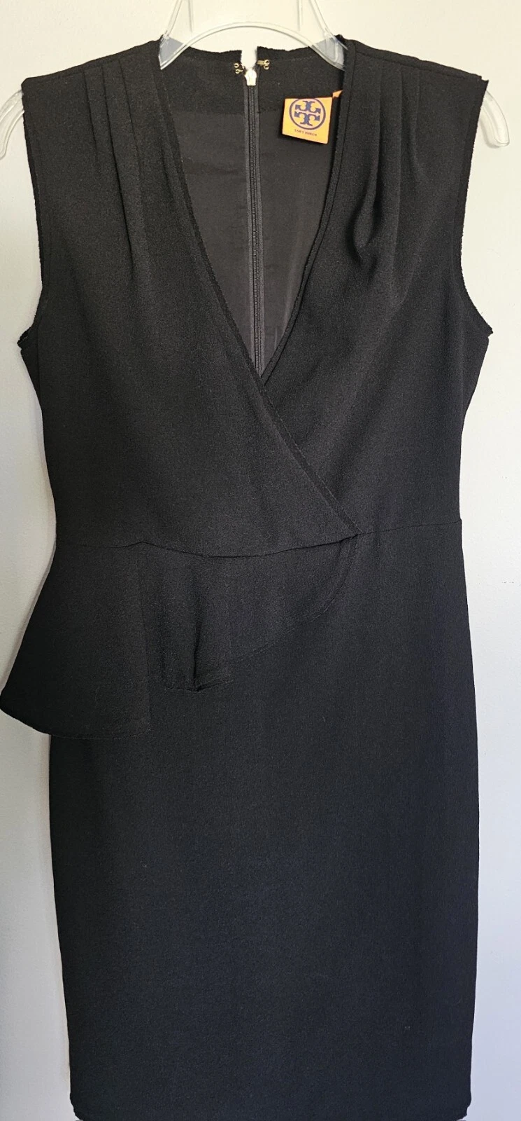 Abito Tory Burch nero donna taglia 6 LBD peplo senza maniche nero crepe designer