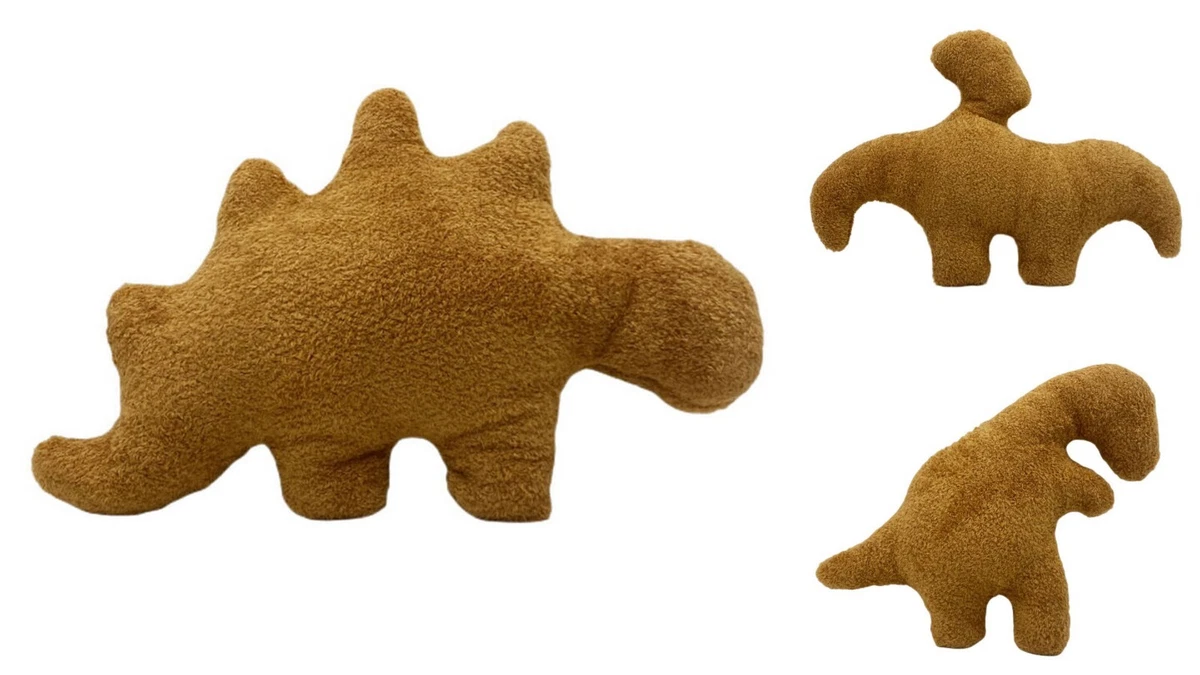 Set of Three Nug Plush Dino Chicken Nuggets Pillow Plush Dinosaur Shape Animals