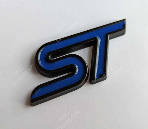 Gloss Deep Blue Black ST Metal Grille Badge for Ford Focus Fiesta Mondeo Kuga - Bild 1 von 3