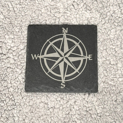 Nautical Compass Slate Drink/Beer/Wine Coaster 4'' Set of 4