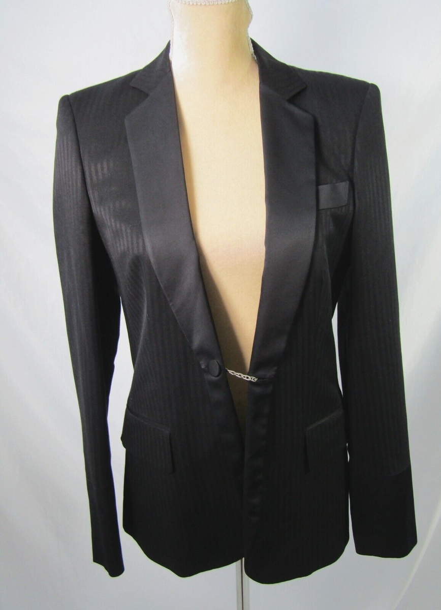 STELLA McCARTNEY ブラック タキシードジャケット　40 Stella McCartney Women's Black Striped Tuxedo Blazer Jacket Size