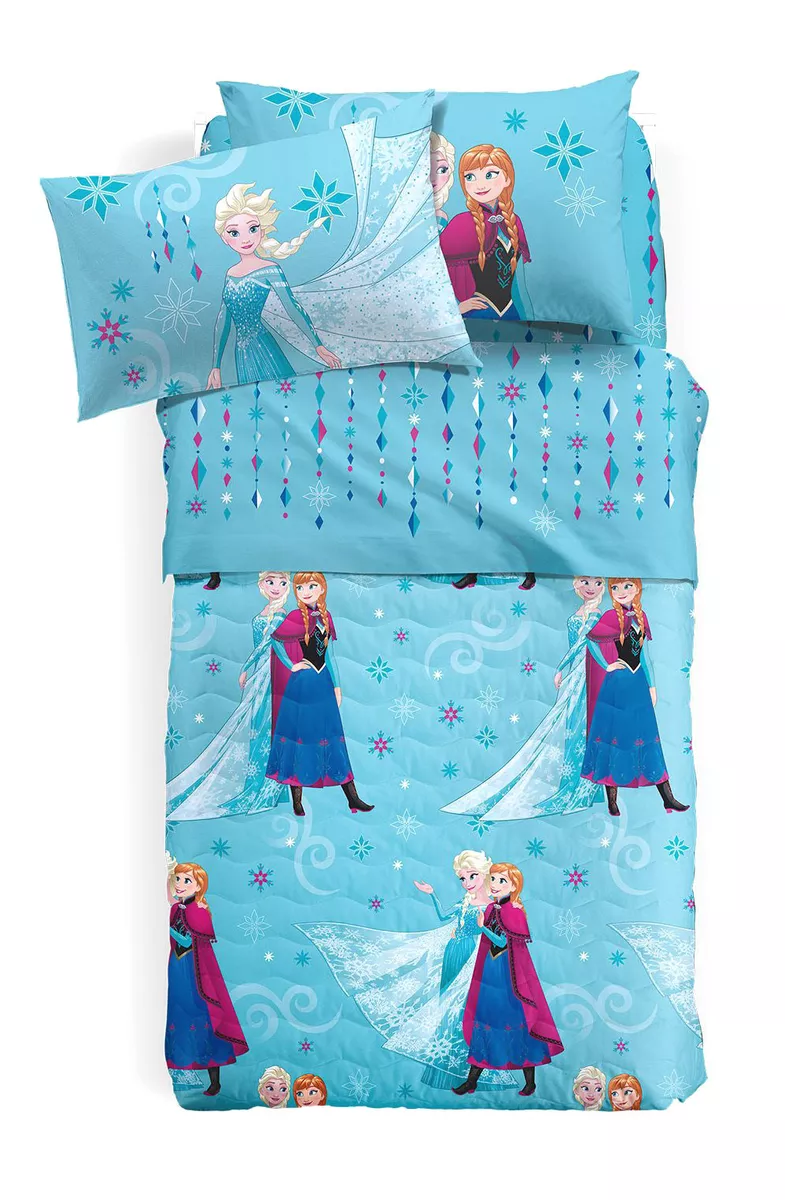 Set Lenzuola Principesse Frozen Elsa Azzurro Una Piazza e Mezza Disney  Caleffi