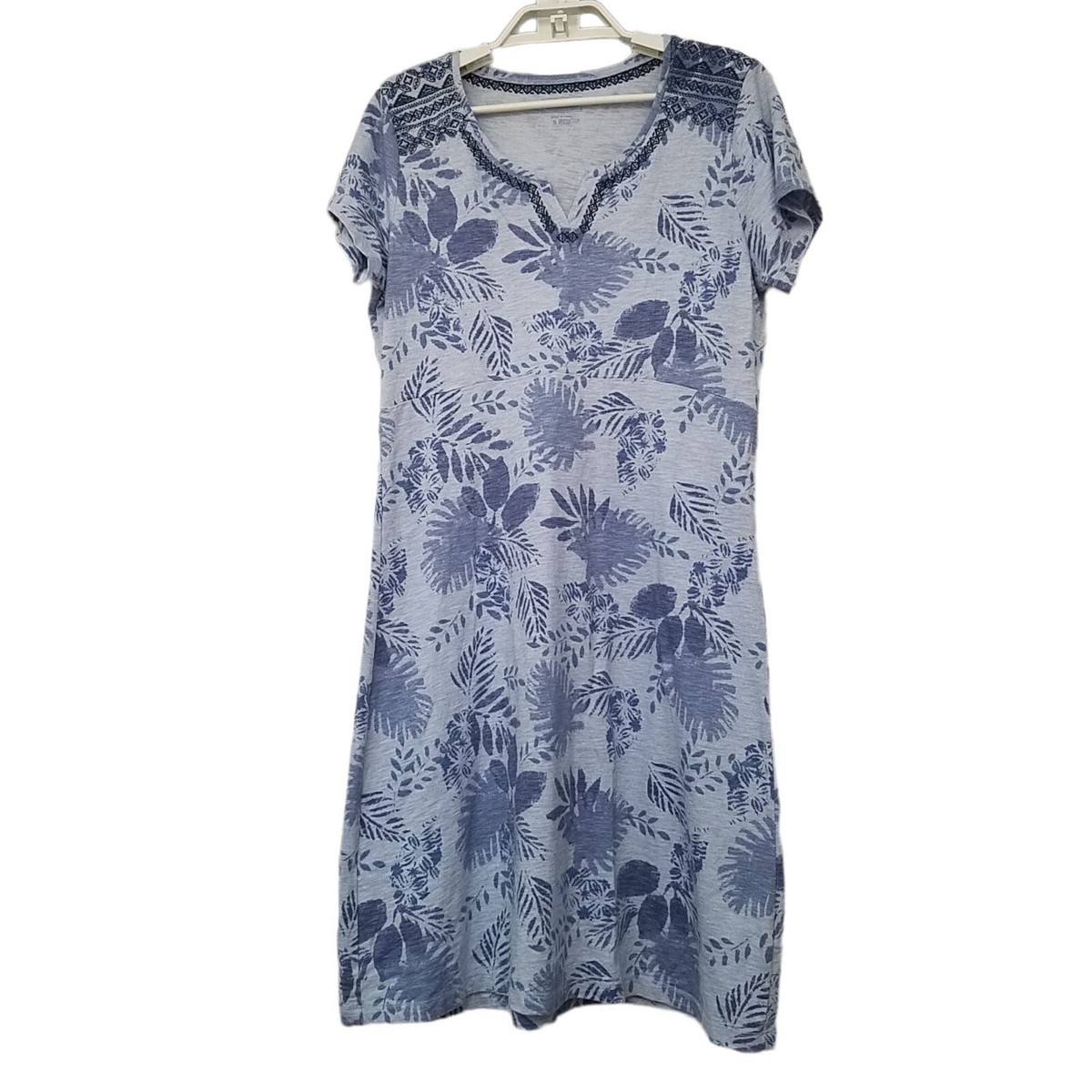 NWT LL Bean Womens Small Knit T Shirt Dress Embroidered Soft