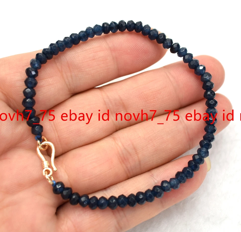 Natürlich Facettiert 2x4mm Edelstein Rondell Perlen Armband 19cm - Bild 2 von 4