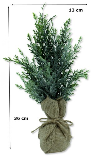 Pianta finta conifera sacco di iuta 13 x 36 cm cipresso artificiale albero della vita thuja - Foto 3 di 5