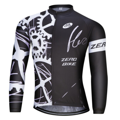 Herren Atmungsaktiv Radfahren Radjacke Radtrikot Fahrradtrikot Langarm Zahnrad