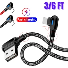 90 Degree Braided USB Fast Charger Cable 1M 2M Data Cord For iPhone 14 13 12 11