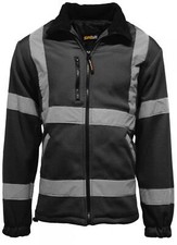 Mens Premium Safety Hi Vis Viz Visibility Lined Work Fleece Jacket